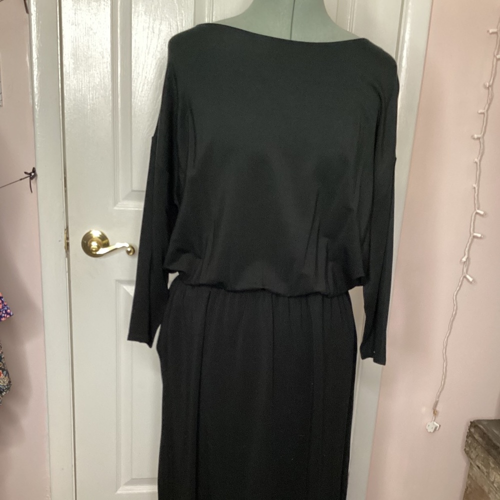 Garnet hill black elastic waisted maxi Womens large